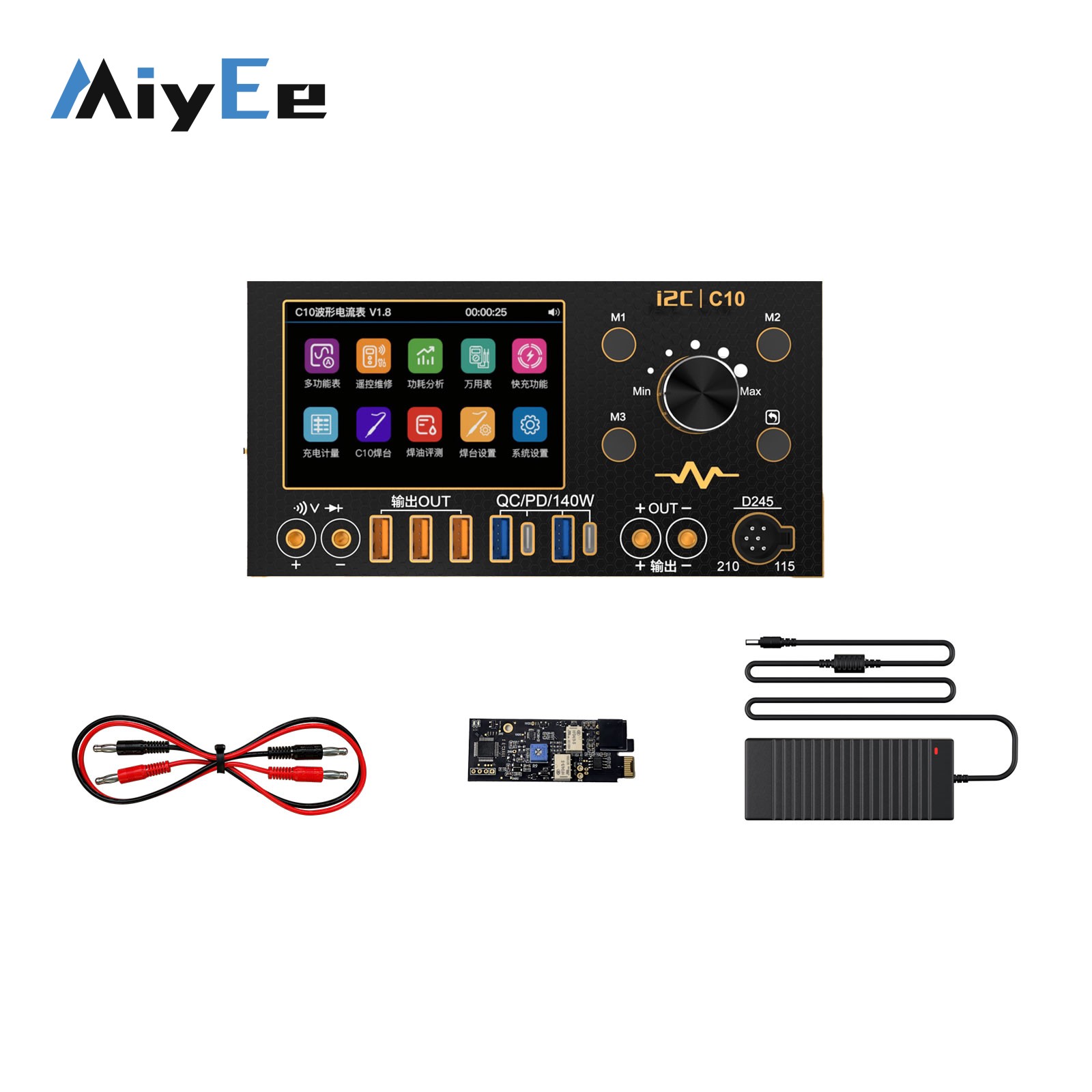 Power Supply Tester - i2C C10 4-канальный 280-ваттный волтоватметр с