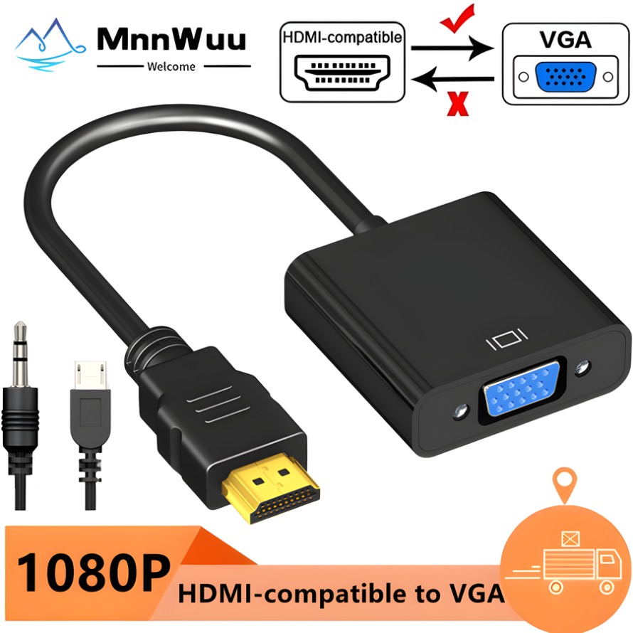 Pc Power Supply - 1080P HDMI-совместимый адаптер VGA с аудиоразъемом