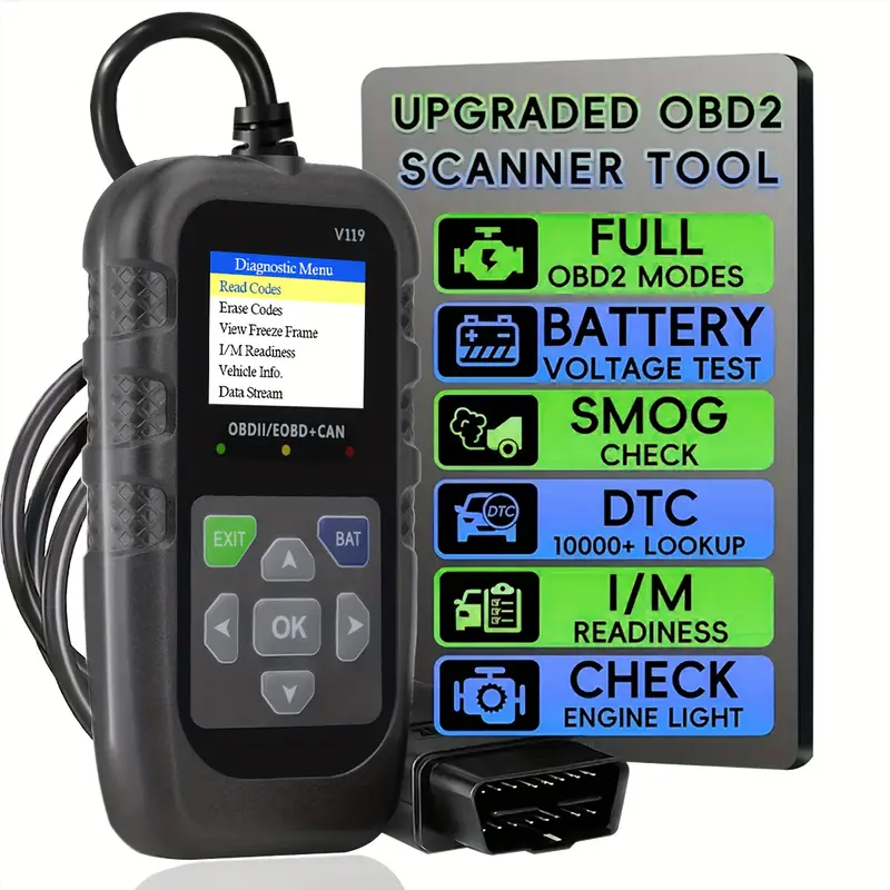 Сканер OBD2 V119, считыватель  – обзор и цена Power Supply Tester